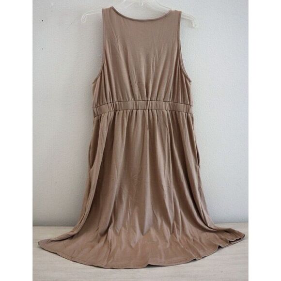 Blencot YL5W2211257 Women's Sz Large Khaki Sleeveless Button Down Casual Dress - Picture 2 of 9